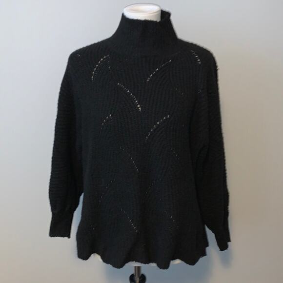 Wonderly Oversize Knit Black Mock Neck Sweater Sz M - Picture 1 of 6